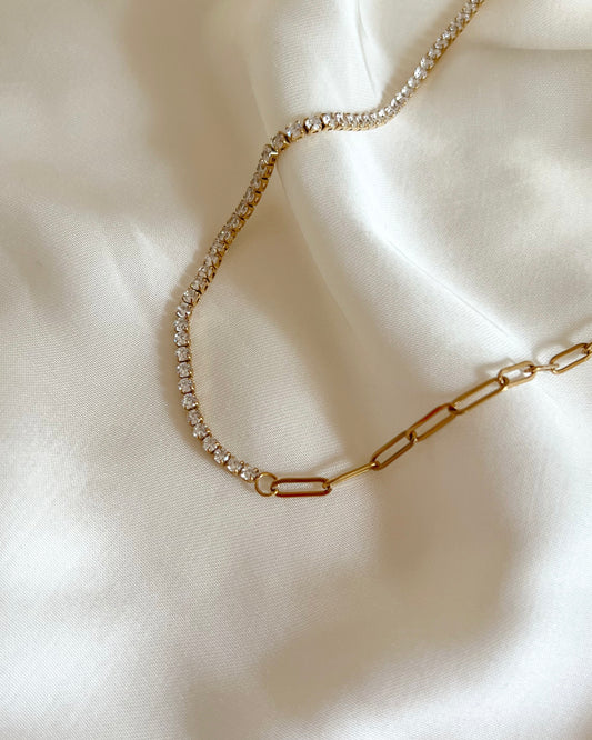 Daphne Tennis Paper Clip Necklace