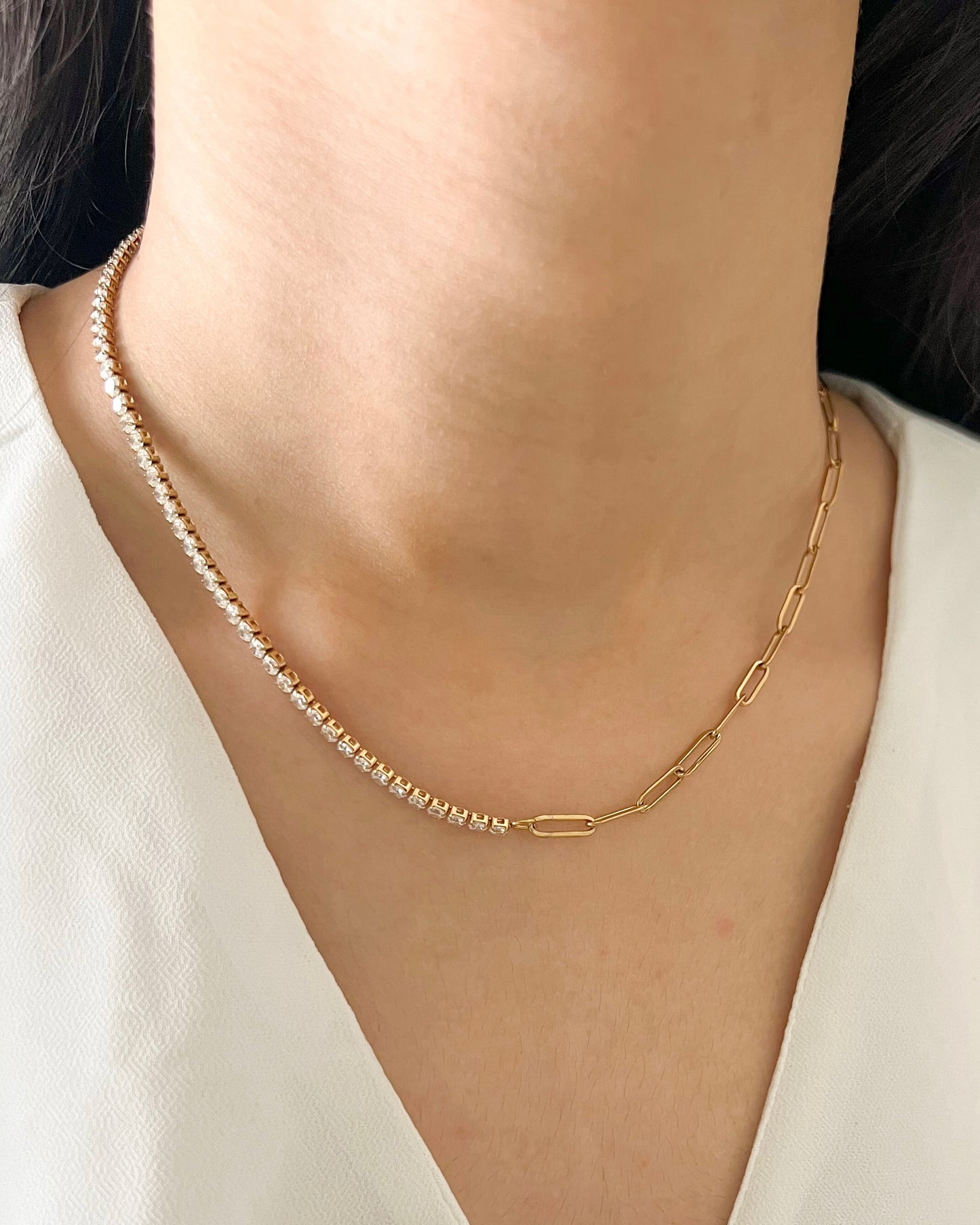 Daphne Tennis Paper Clip Necklace