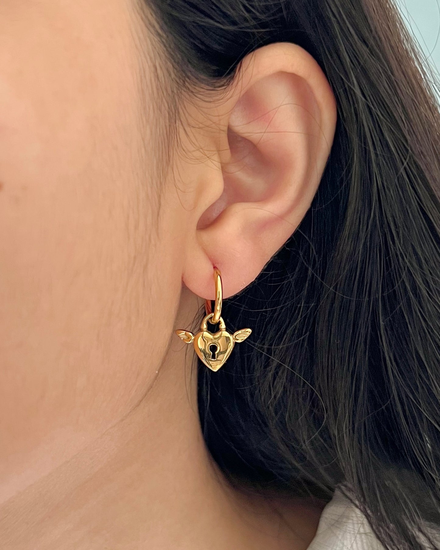 Heart Lock and Key Mismatched Earrings