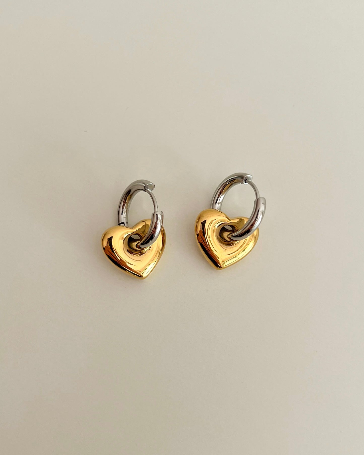 Two Toned Heart Earrings
