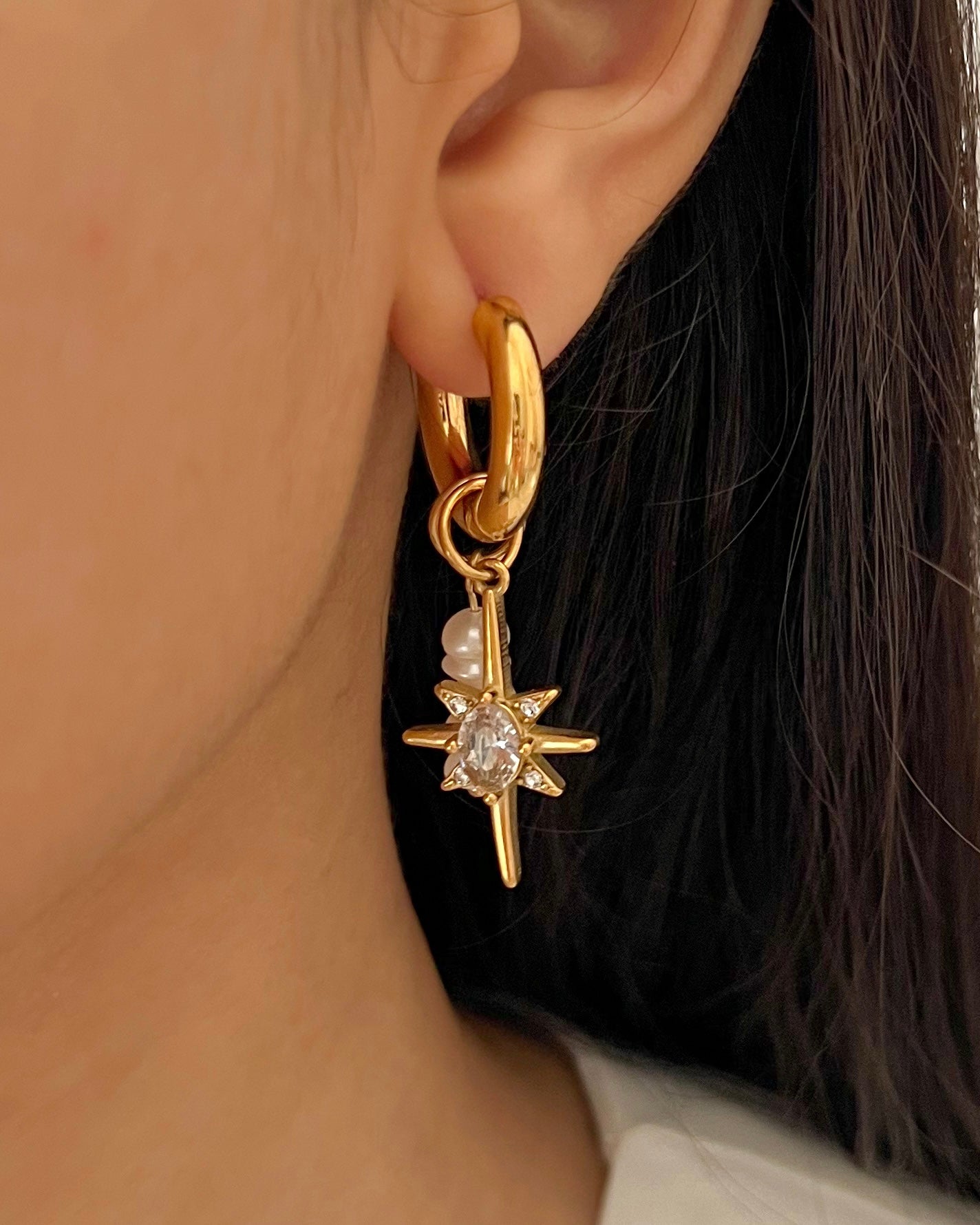 Starburst Mismatched Pearl Earrings
