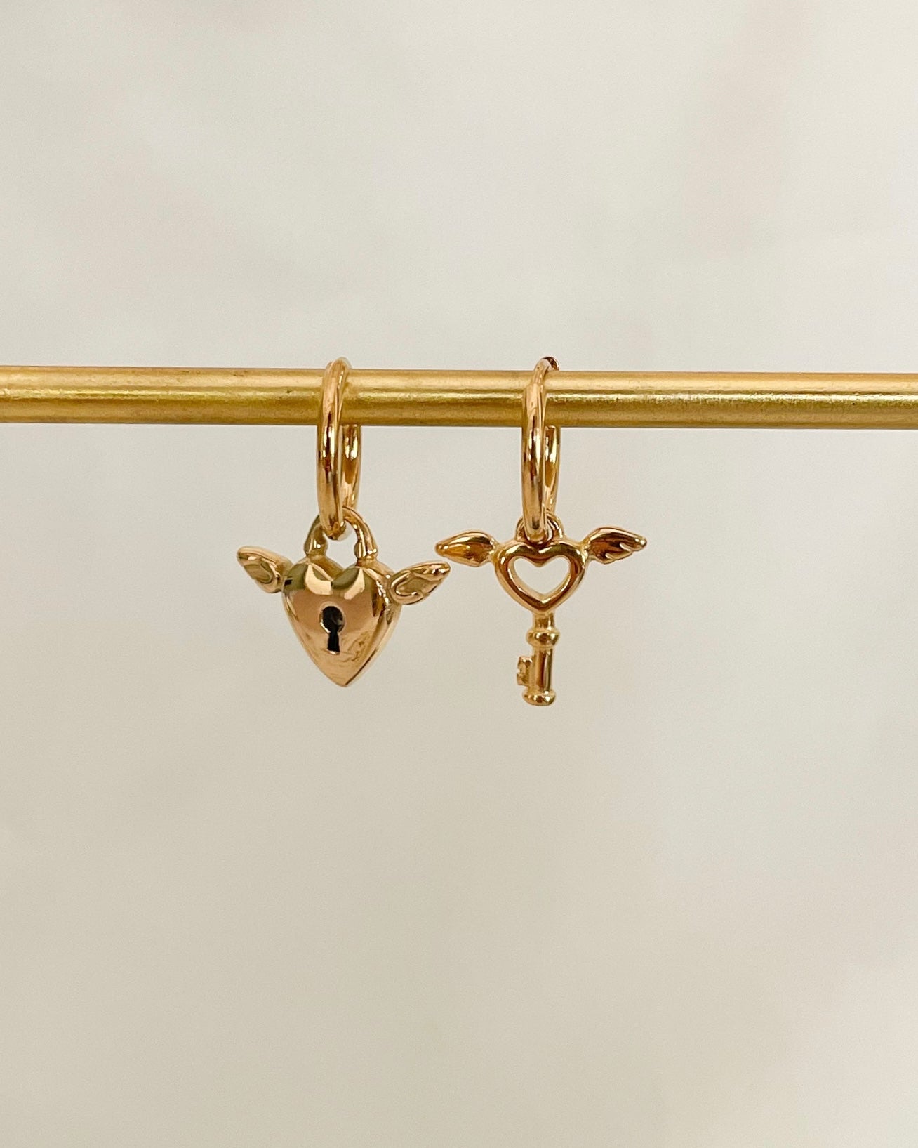 Heart Lock and Key Mismatched Earrings