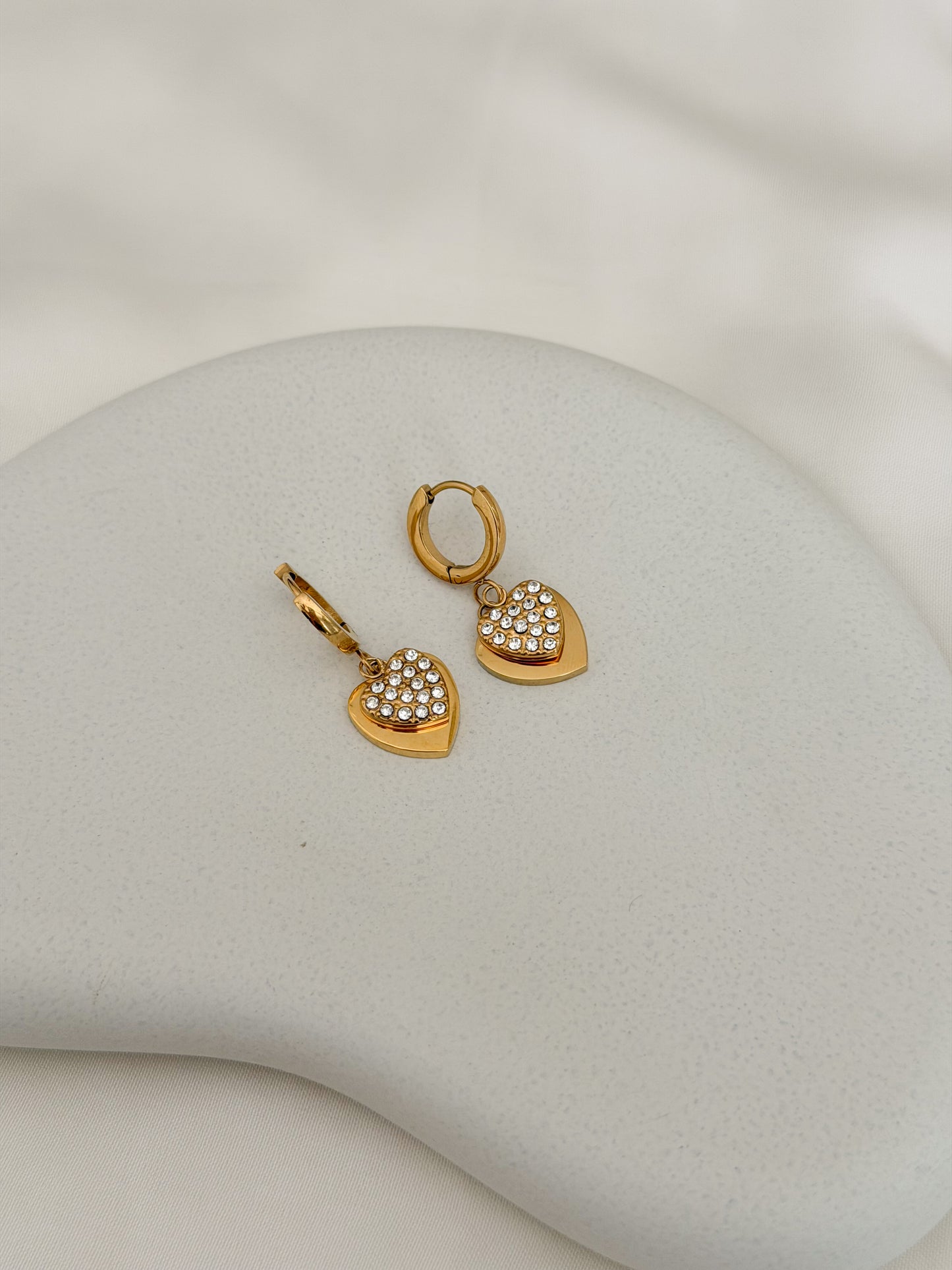 Amore Zircon Heart Huggie Earrings