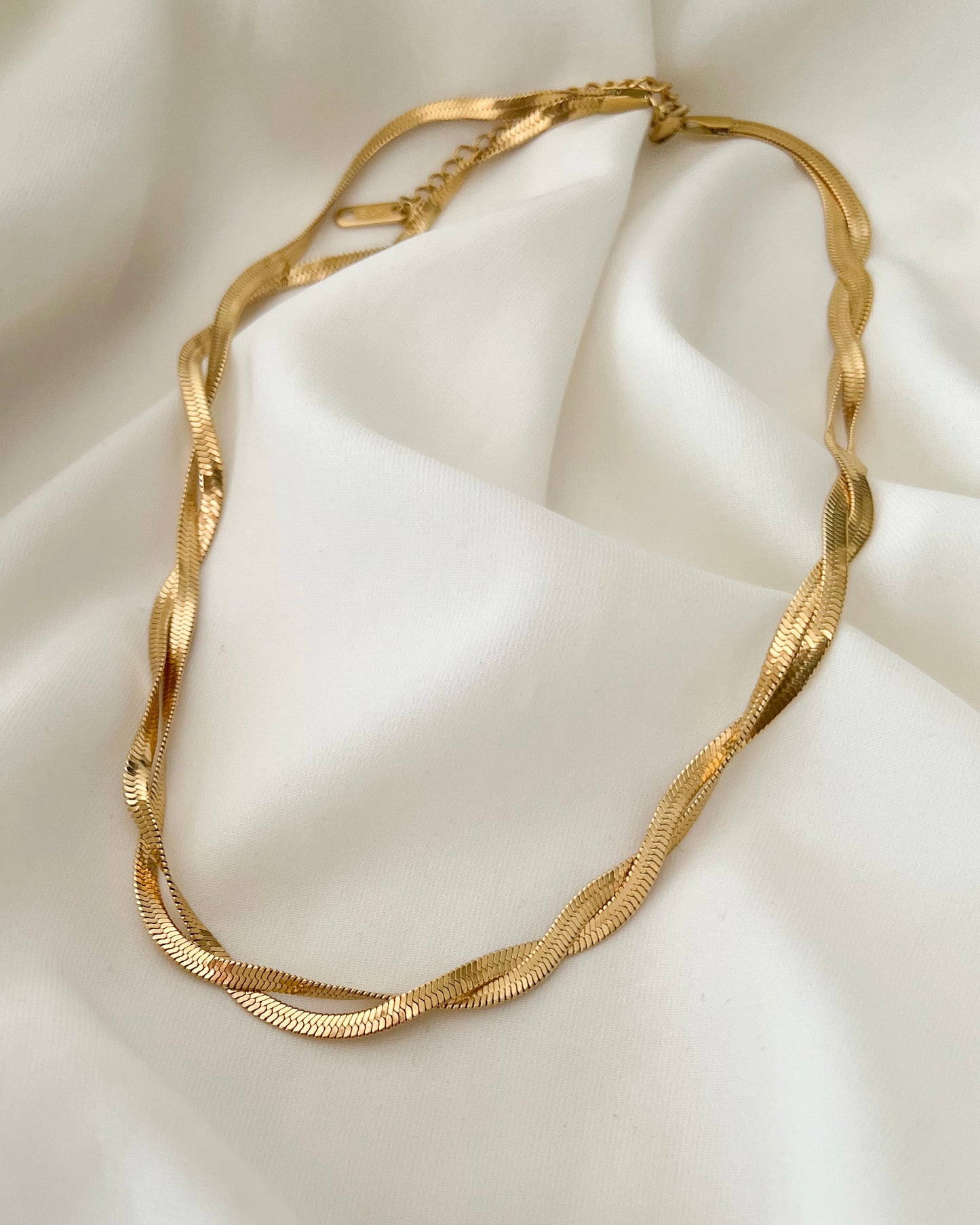 Twisted Double Layer Herringbone Necklace