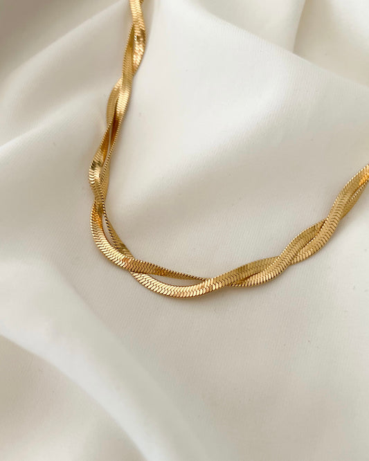 Twisted Double Layer Herringbone Necklace