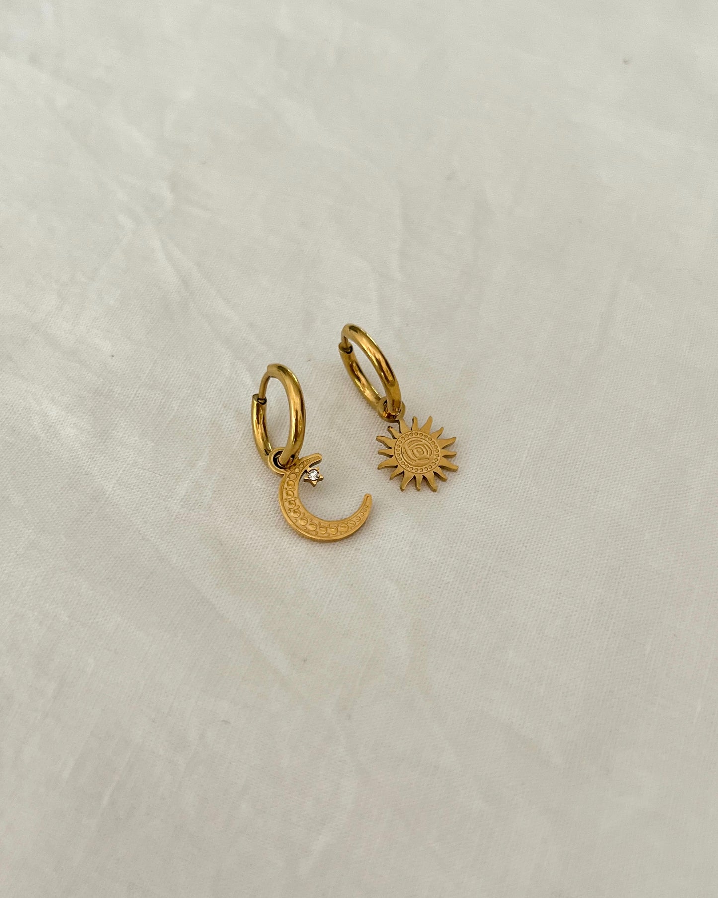 Celeste Mismatched Sun & Moon Earrings - Gold & Silver