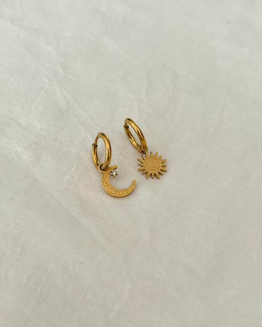 Celeste Mismatched Sun & Moon Earrings - Gold & Silver