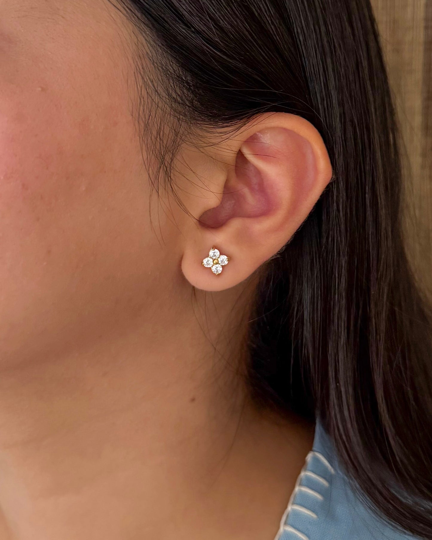 Zircon Flower Stud Earrings
