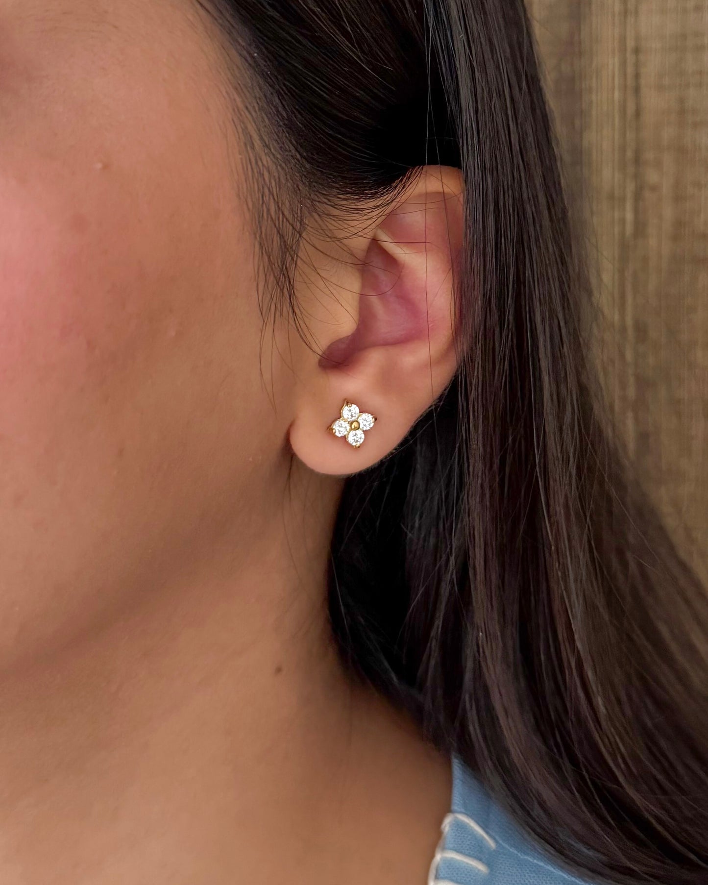 Zircon Flower Stud Earrings