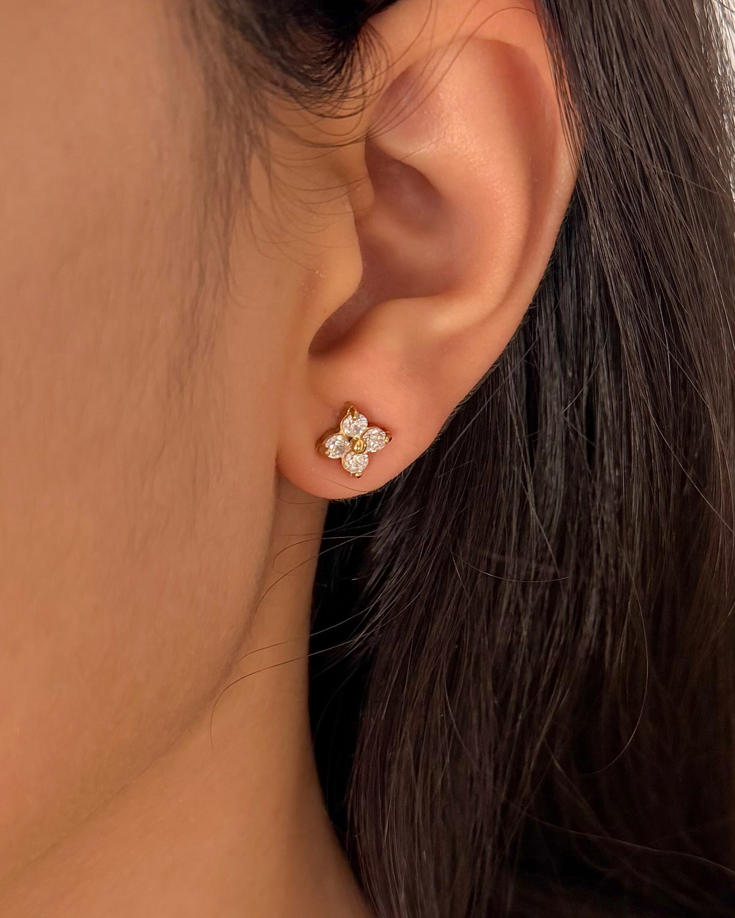 Zircon Flower Stud Earrings