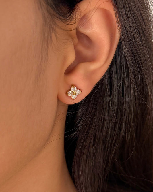 Zircon Flower Stud Earrings