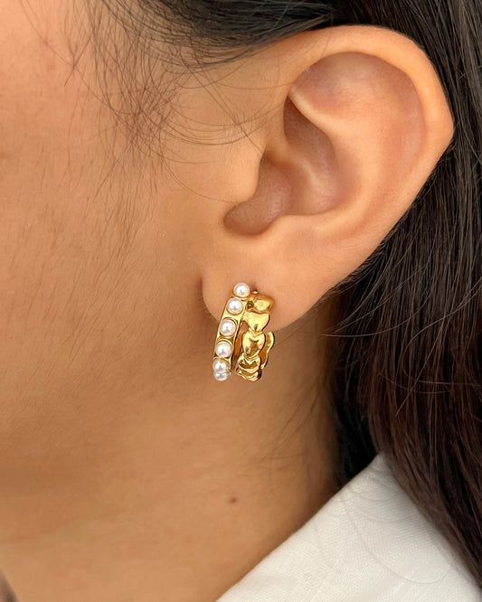 Heart Pearl Stud Earrings