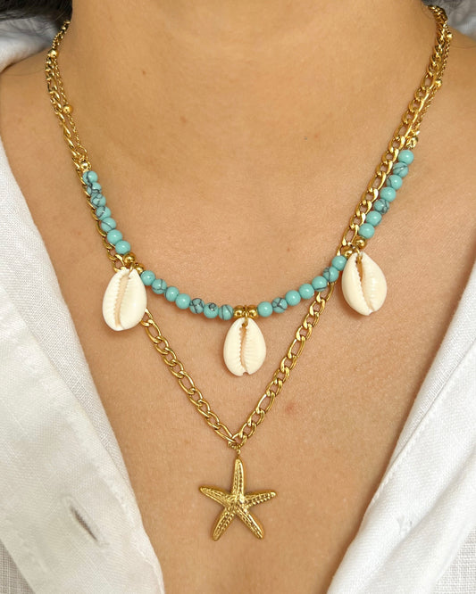 Sea Spell Double-Layered Shell & Starfish Necklace