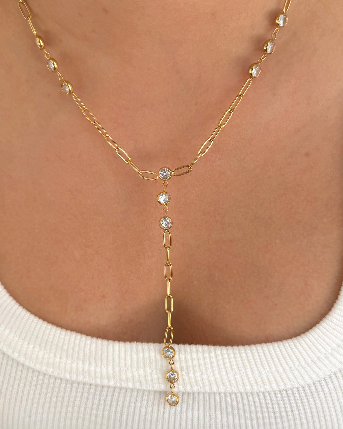 Elora Paperclip Lariat Necklace