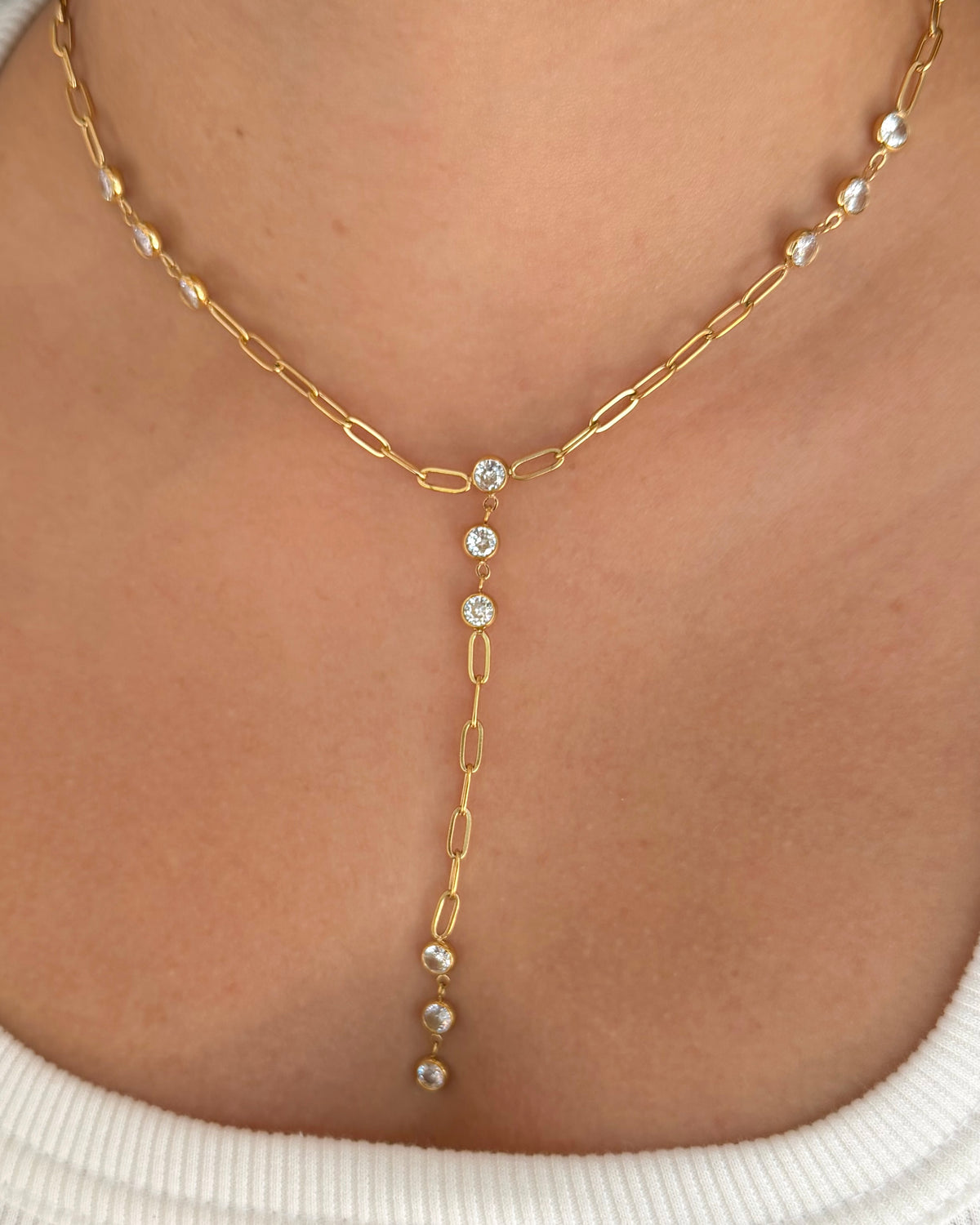 Elora Paperclip Lariat Necklace