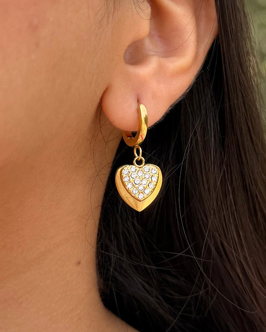 Amore Zircon Heart Huggie Earrings