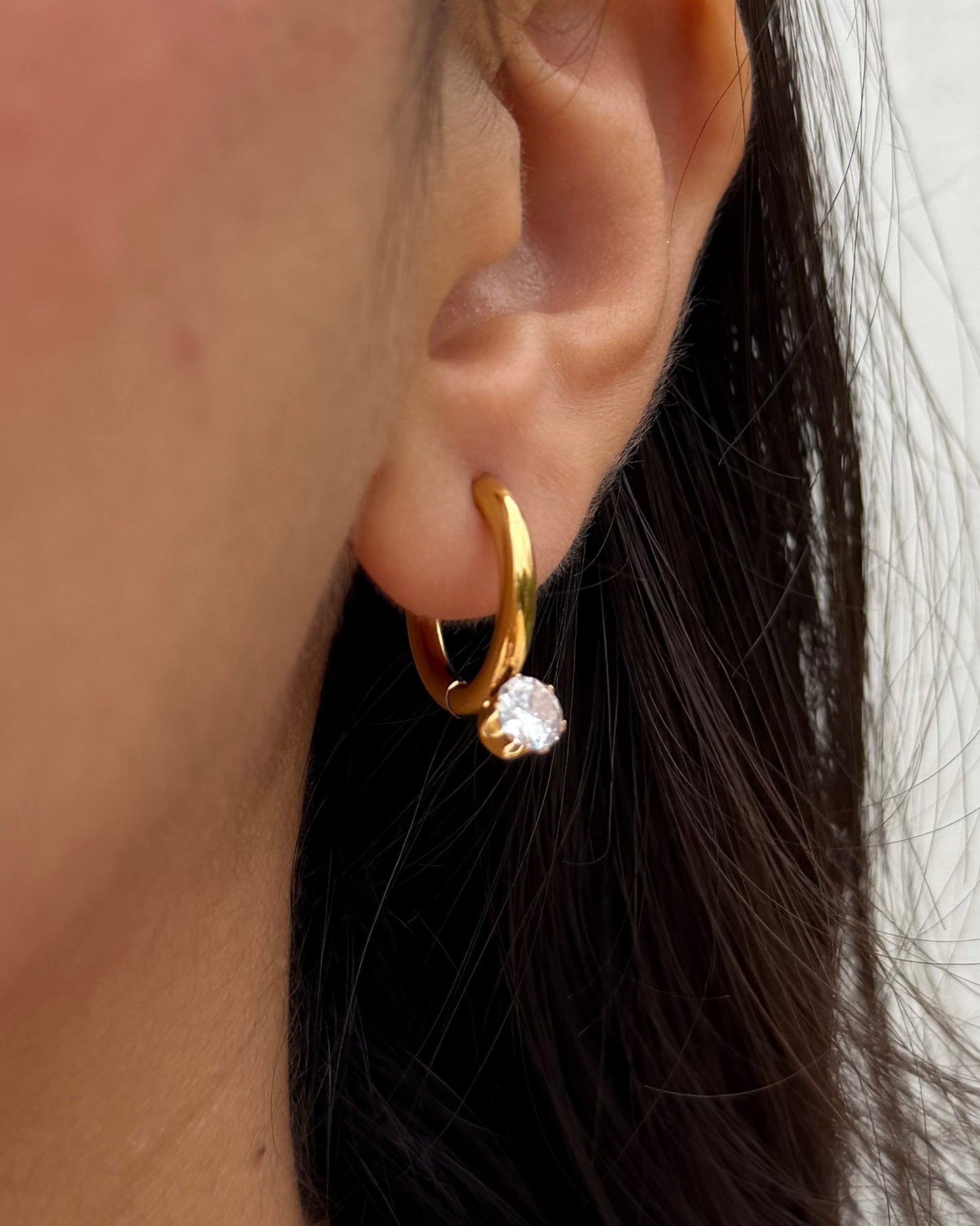 Raindrop Zircon Huggie Earrings