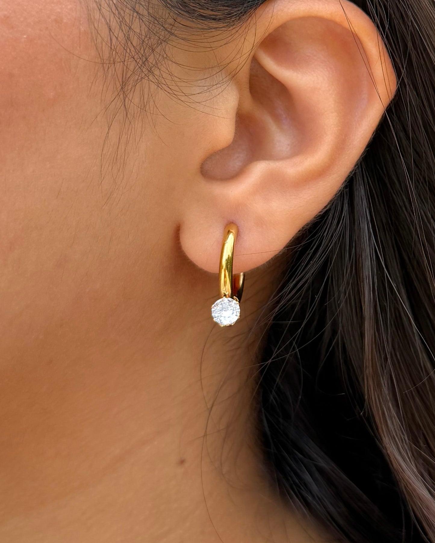 Raindrop Zircon Huggie Earrings