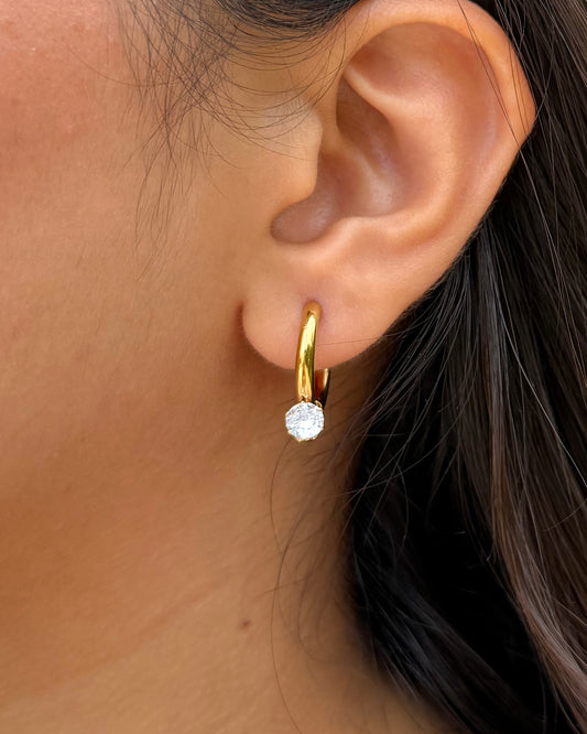 Raindrop Zircon Huggie Earrings