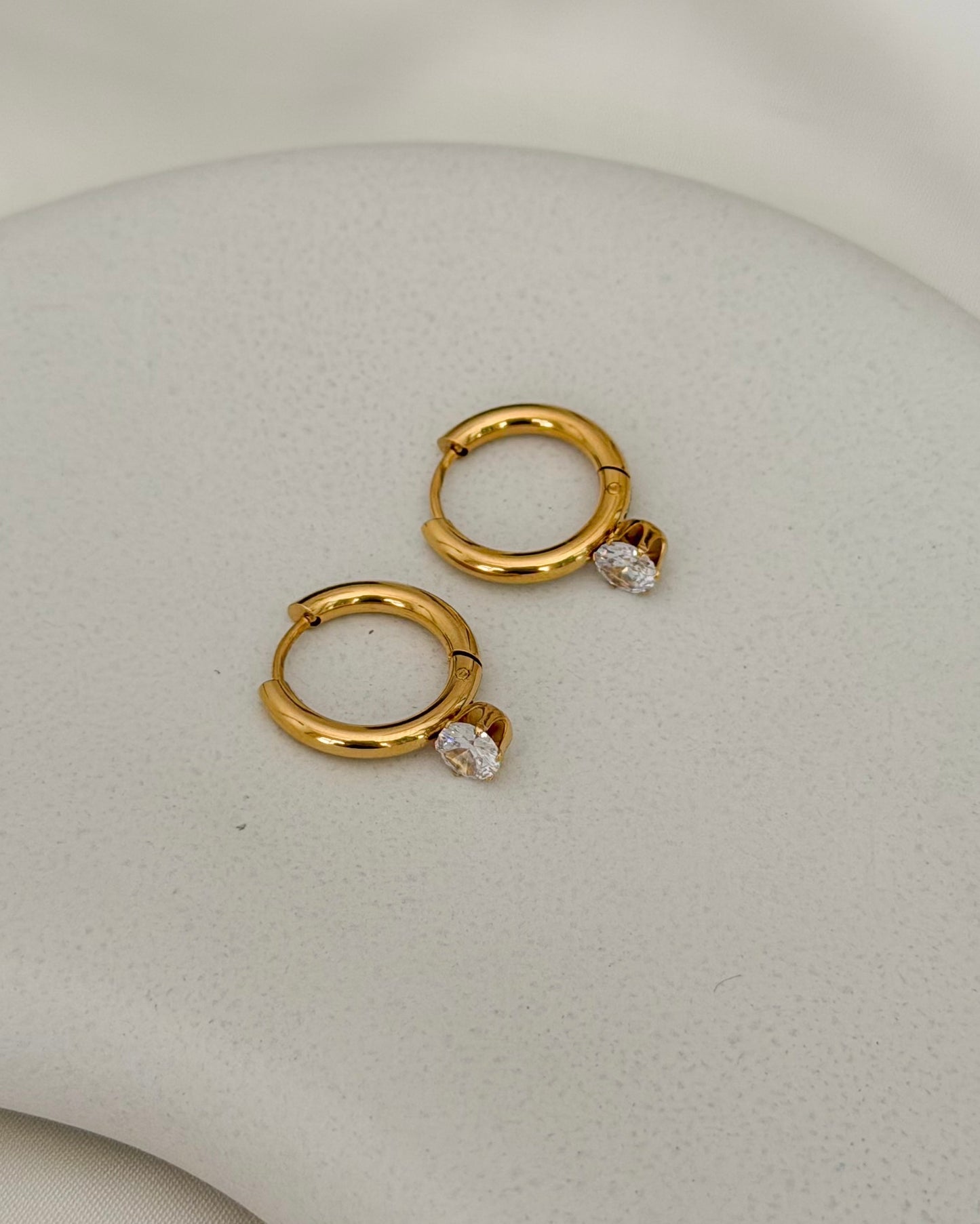 Raindrop Zircon Huggie Earrings