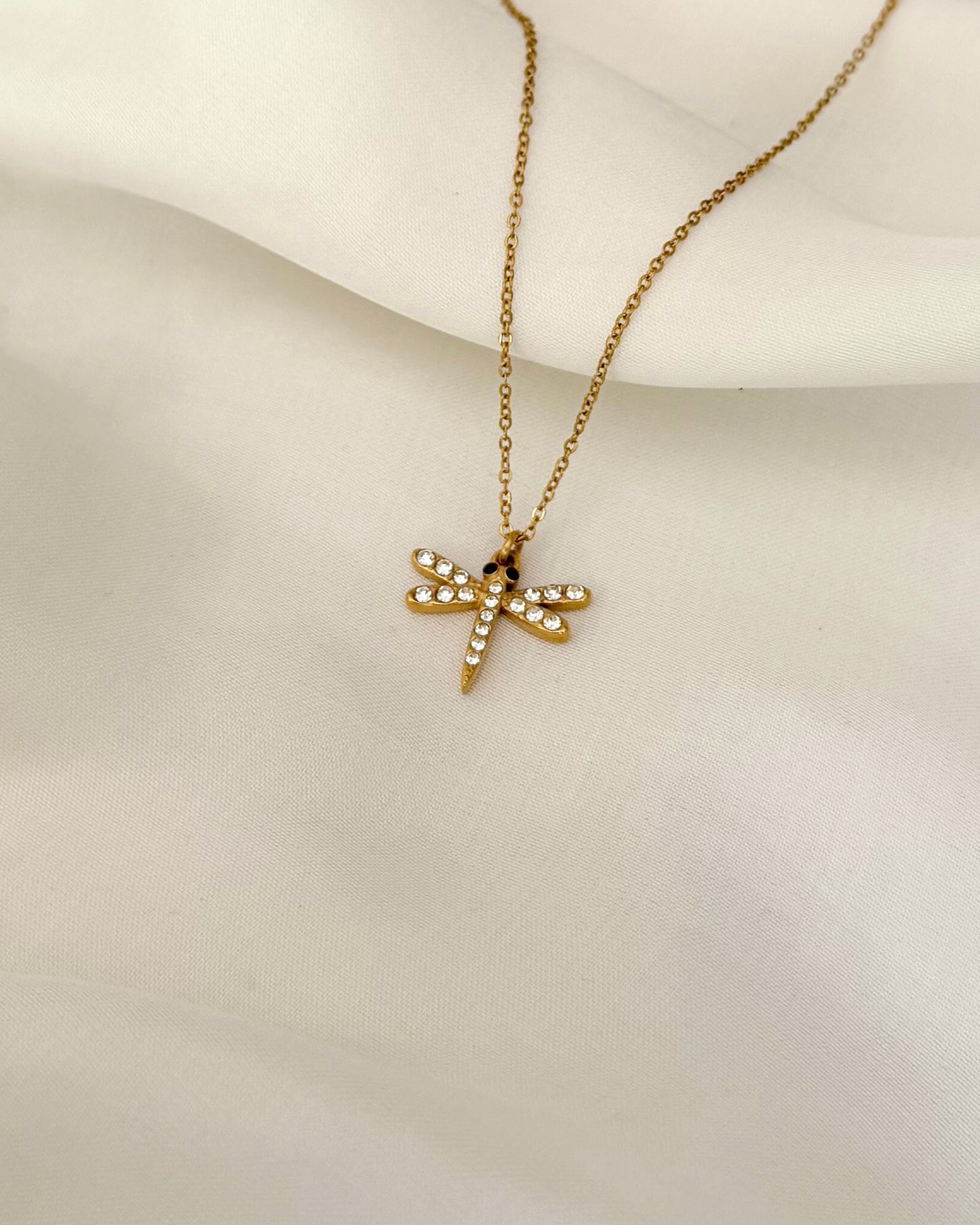 Iced Dragonfly Necklace