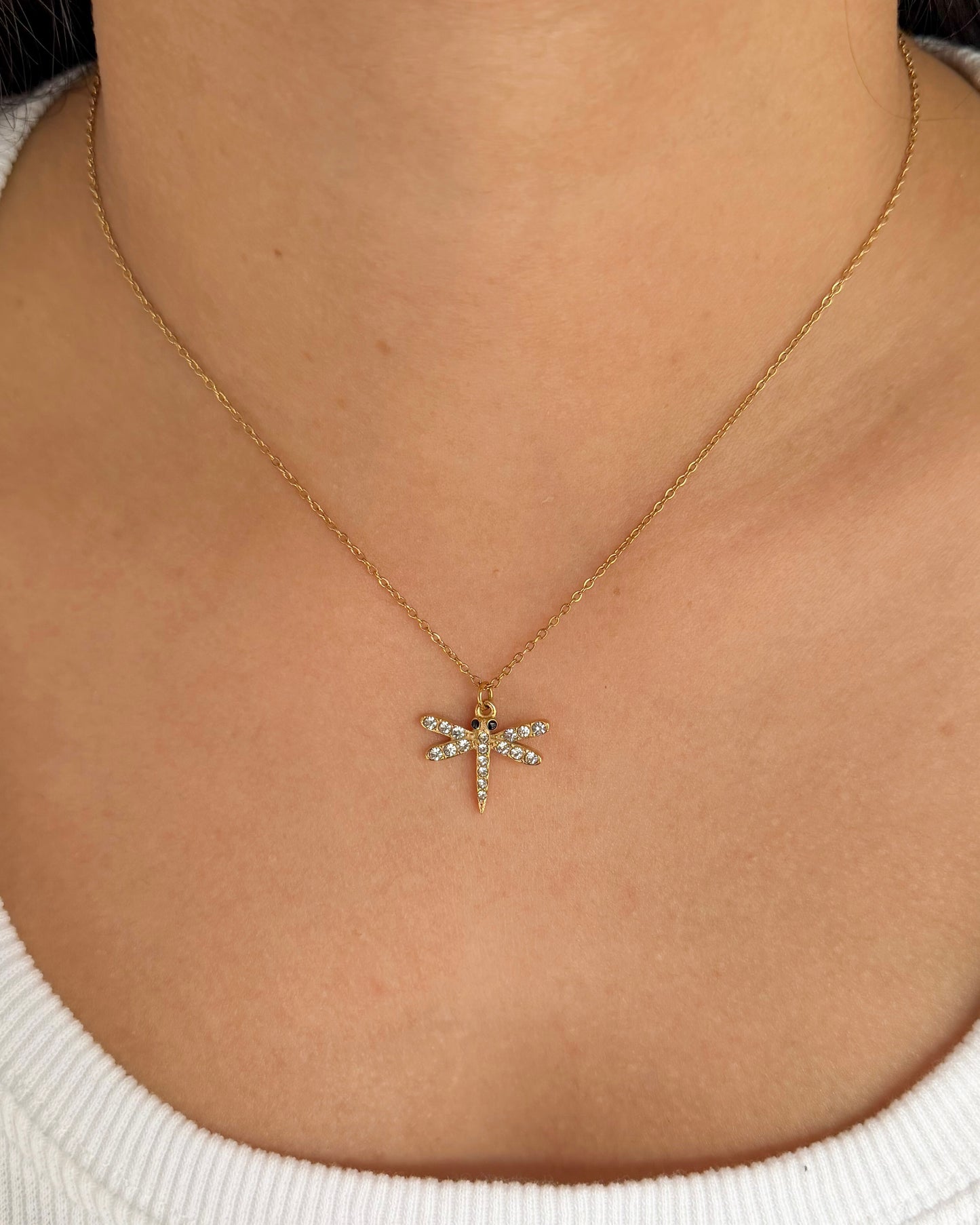 Iced Dragonfly Necklace