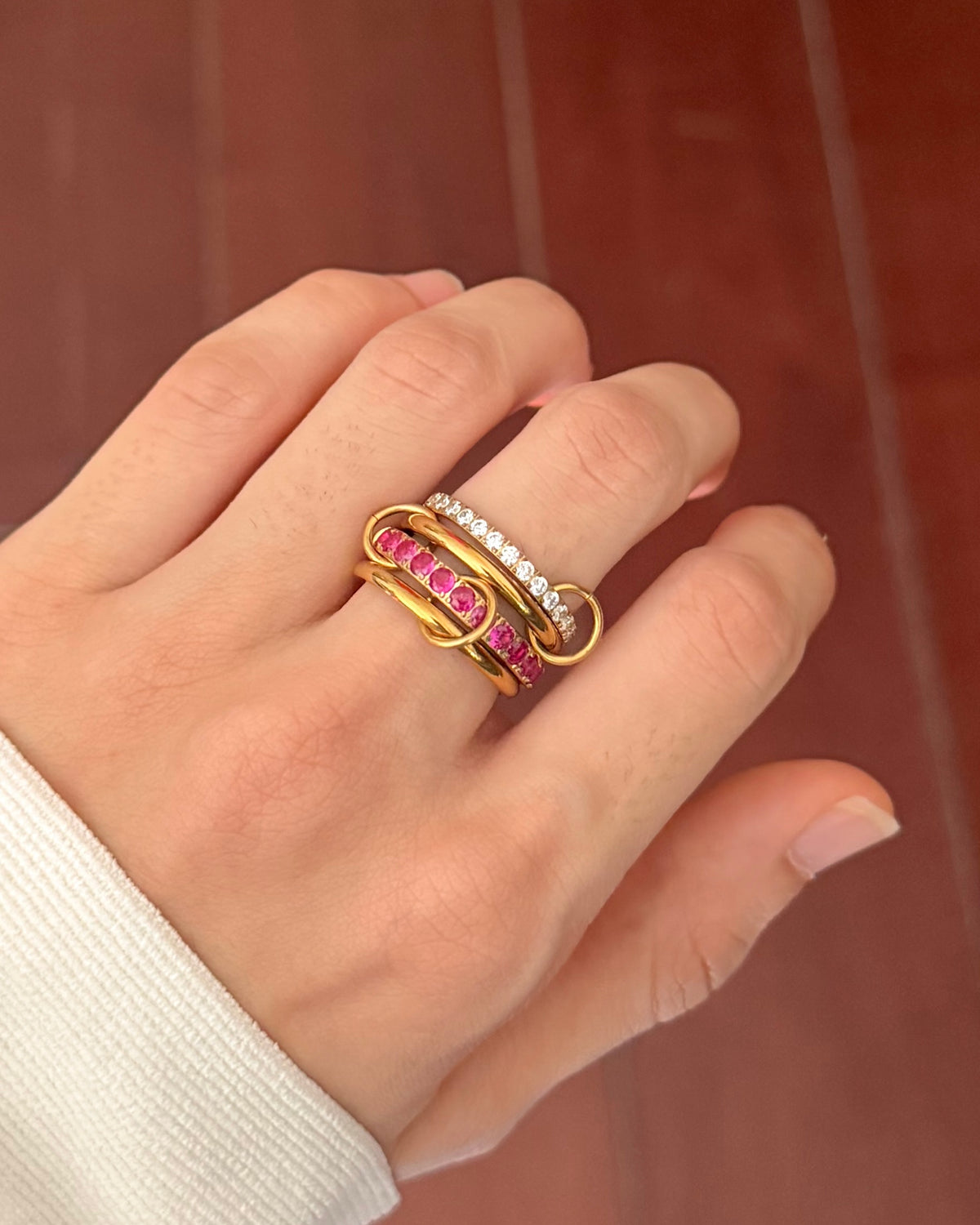 Ruby Pink Martini Stacked Ring