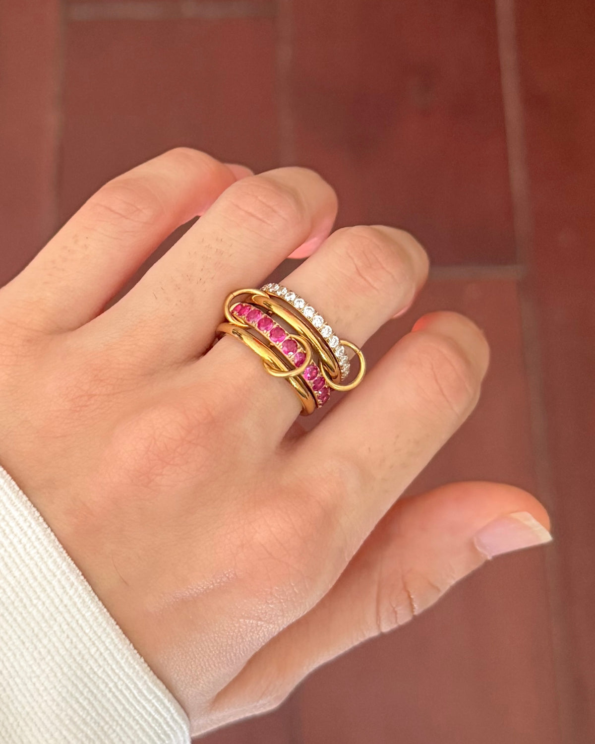 Ruby Pink Martini Stacked Ring