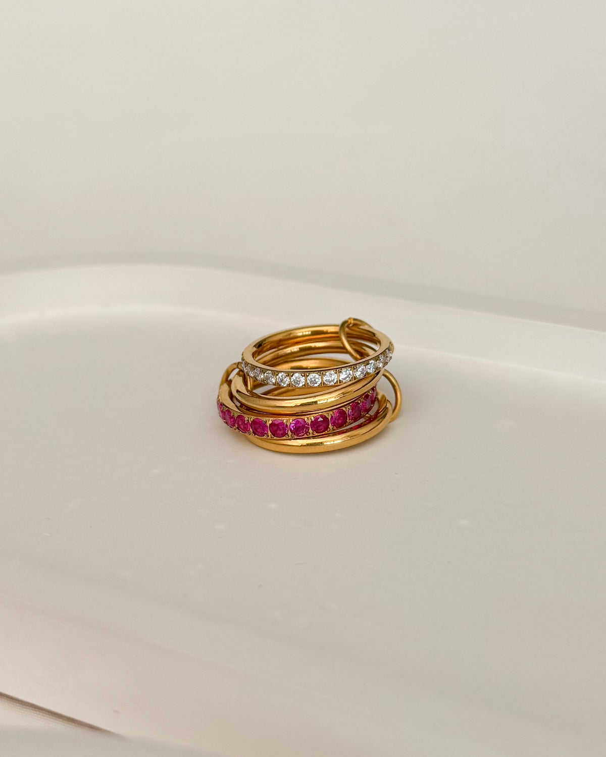 Ruby Pink Martini Stacked Ring