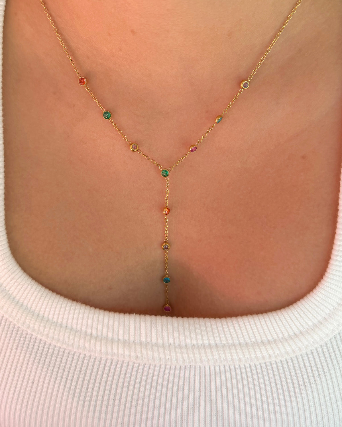Iris Multicolour Lariat Necklace