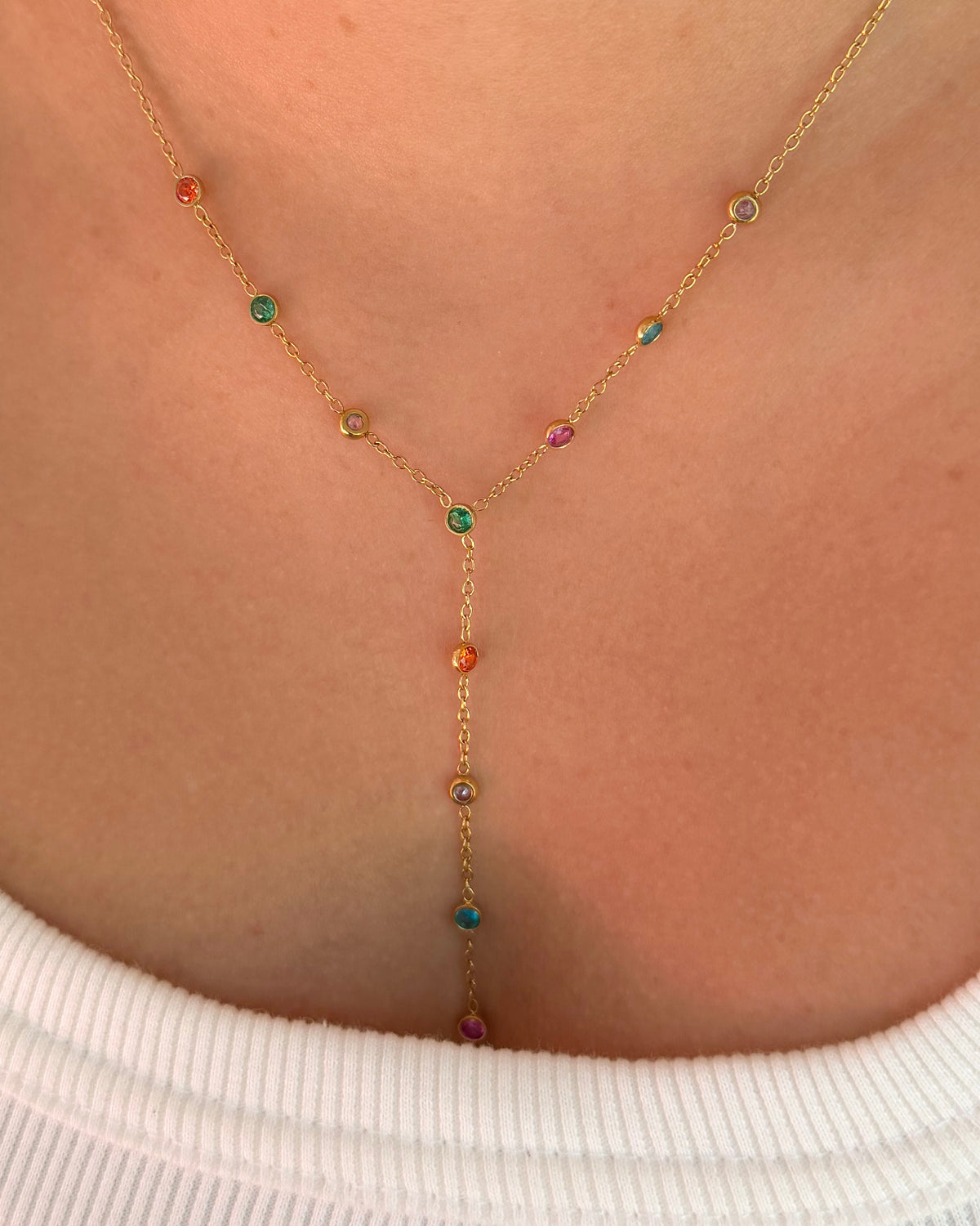 Iris Multicolour Lariat Necklace