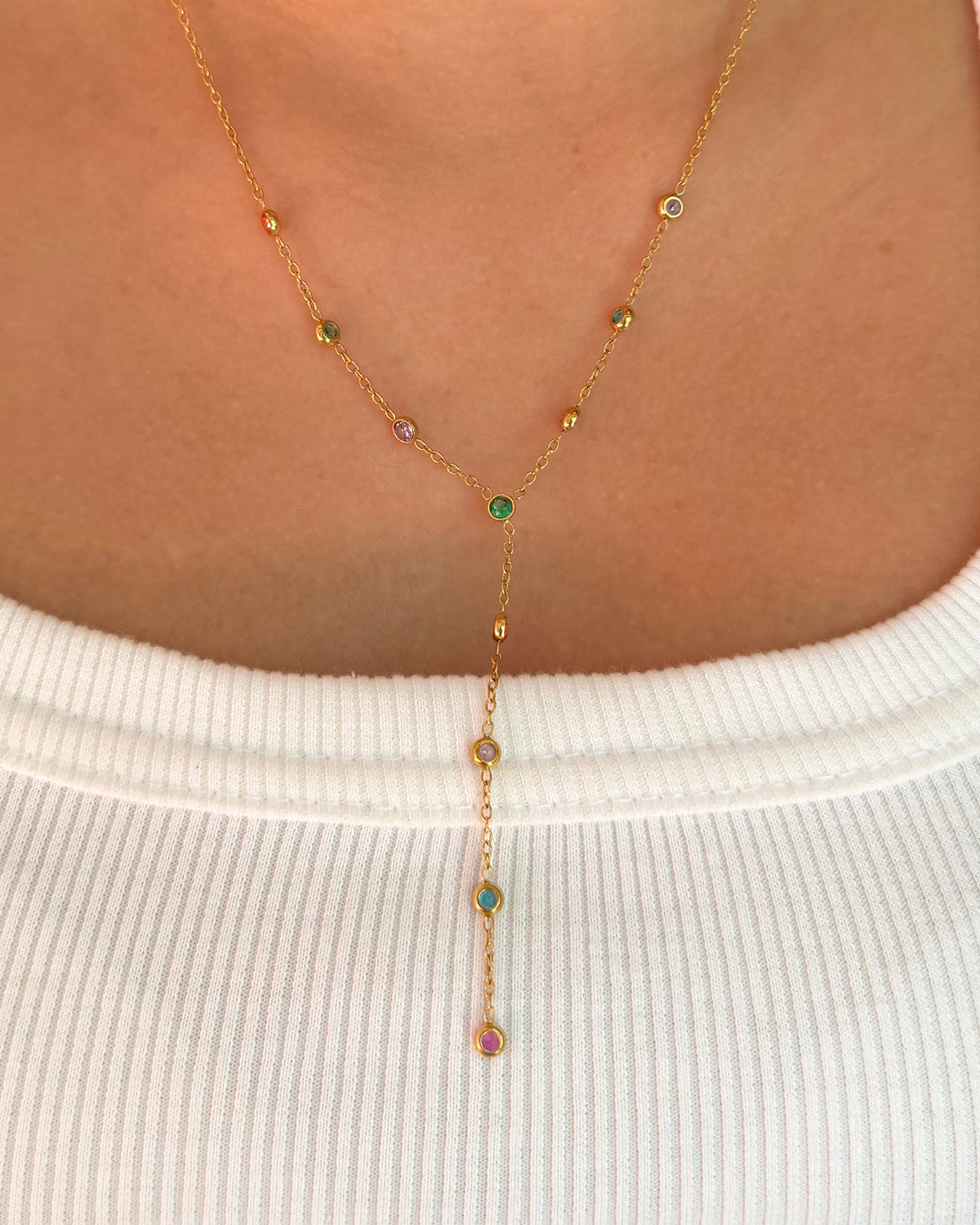 Iris Multicolour Lariat Necklace