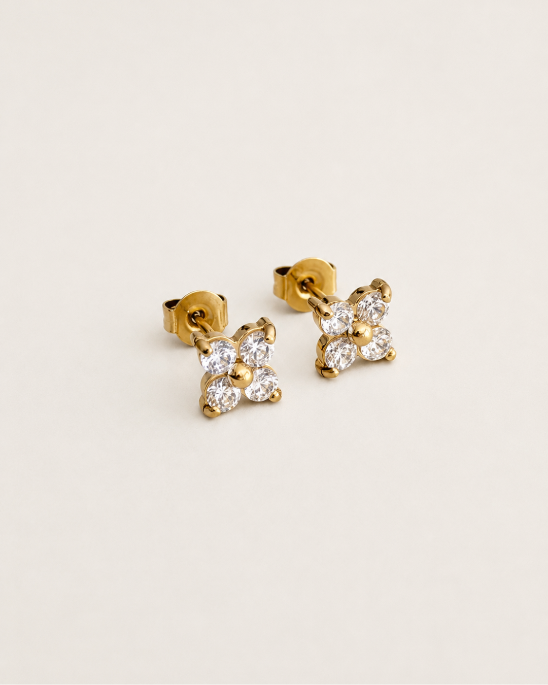 Zircon Flower Stud Earrings
