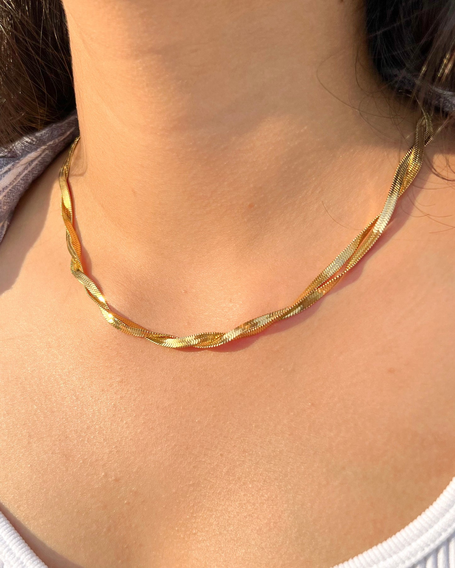 Twisted Double Layer Herringbone Necklace