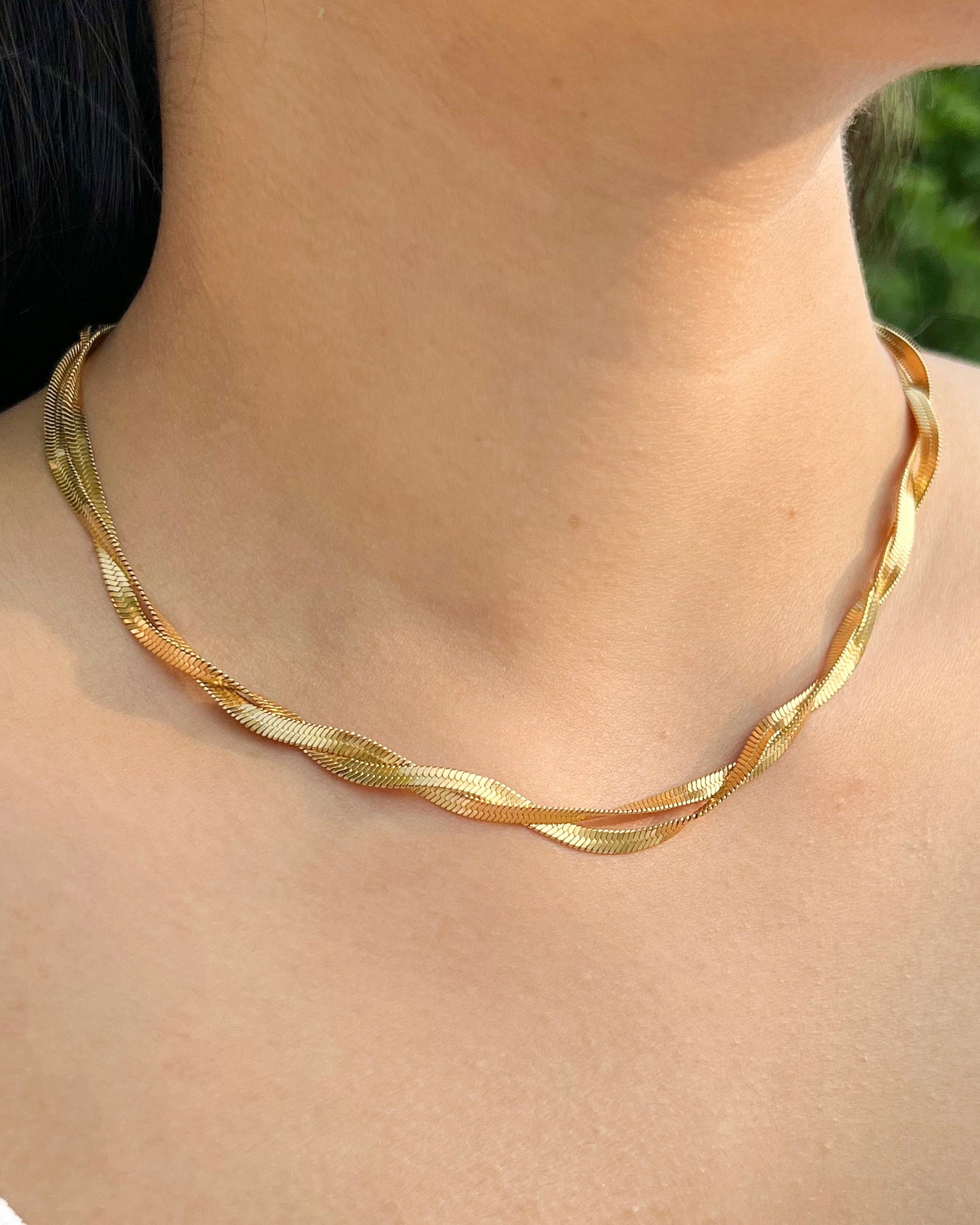 Twisted Double Layer Herringbone Necklace